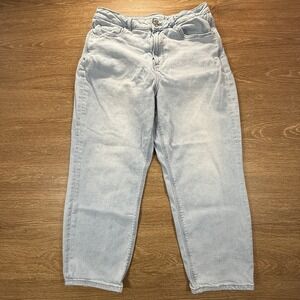 American Eagle Women's High Rise Mom Jeans 16 Short Light Wash Stretch